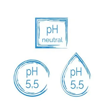 PH 5,5 blue icon set. Dermatology textured symbol isolated on white background Stock Illustration
