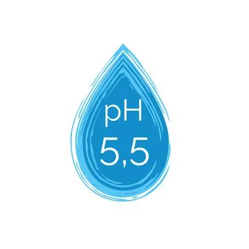 PH 5.5 icon in the form of a drop of water. Dermatology symbol isolated on white 스톡 일러스트