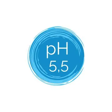PH 5,5 round blue icon. Dermatology symbol isolated on white background. Flat Stock Illustration