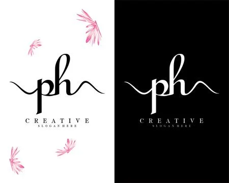 Ph, hp handwriting script font letter logo design template vector Stock Illustration