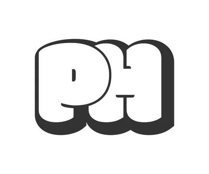 PH logo, bubble comic lettering, rounded in graffiti style black and white .. 스톡 일러스트