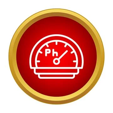 Ph meter icon measuring acidity level in red circle Stock Illustration