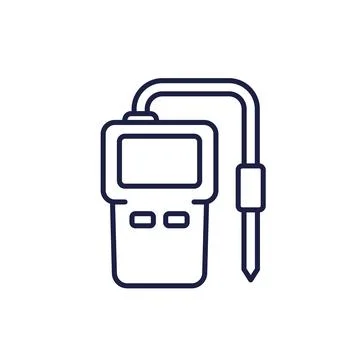 Ph meter icon on white in line style イラスト素材