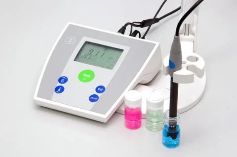 Ph meter to measure the acidity-alkalinity of liquids Stock Photos