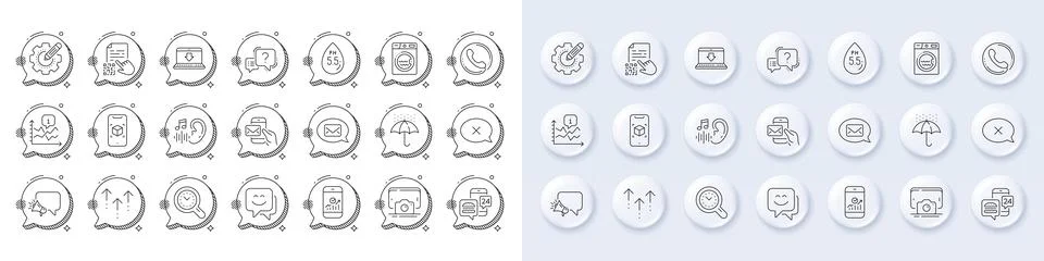 Ph neutral, Augmented reality and Chart line icons. For web app, printing. Line Stock Illustration