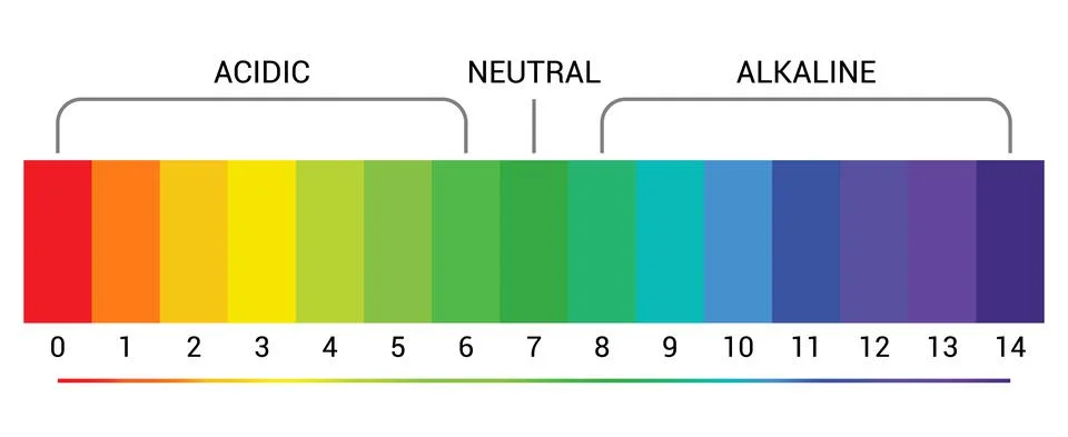 PH scale indicator chart diagram acidic alkaline measure. pH analysis vector Stock Illustration
