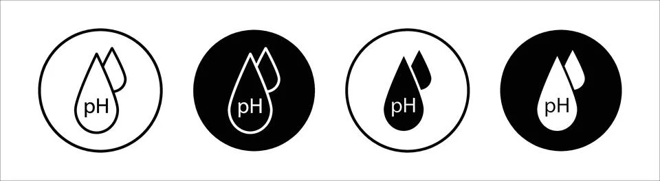 PH value flat line icon set. PH value Thin line illustration vector Illustrazione stock