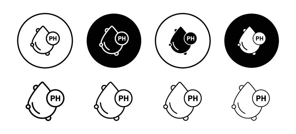 PH value vector icon set collection. PH value Outline flat Icon. Stock Illustration