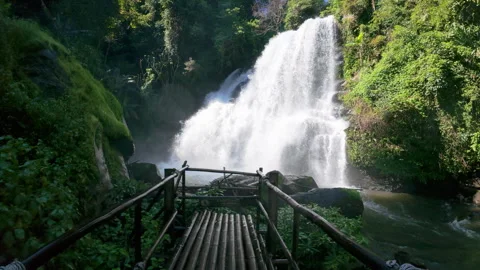 The Pha Dok Seaw Waterfall in Chiang Mai, Thailand Stock Footage 309132277