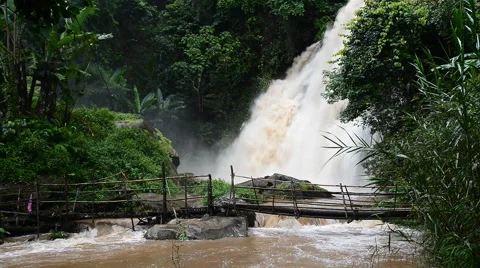 Pha Dok Xu waterfall or Raking waterfall at Doi Inthanon National park Stock Footage 66764354