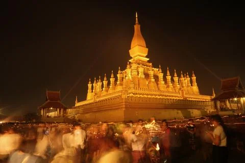 Pha That Luang night 3 Foto stock