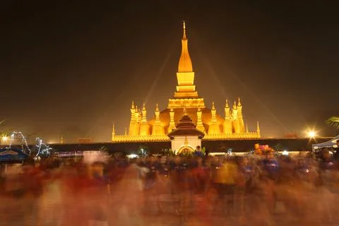 Pha That Luang night 5 Stock Photos