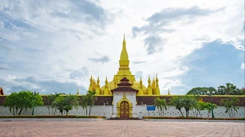 Pha That Luang Temple Time Lapse Stock Footage 157198548