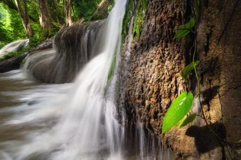 Pha Tad Waterfall. Stock Photos