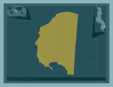 Phalombe, Malawi. Solid color shape. Locations of major cities of the region Stock Illustration