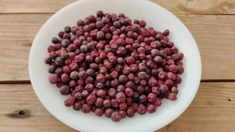 Phalsa berries with fly hovering above plate showing food risk 스톡 동영상 336842097