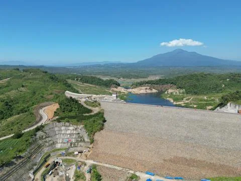 Phanoramic view of tampomas mountain, capture from dam area Stock Photos