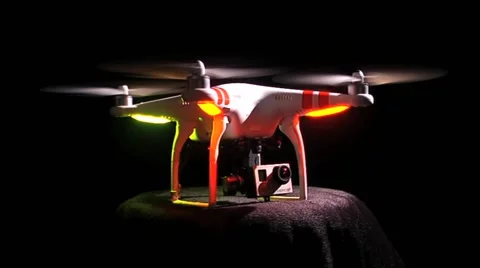 Phantom Drone Dark Background Camera Tilts Stock Footage 53611899