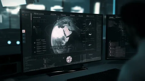 Phantom location tracking has detected three satellites signals in the Near East Stock Footage 229914867
