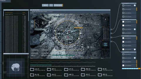 Phantom location tracking software has detected the target position in the city Stock Footage 252487622