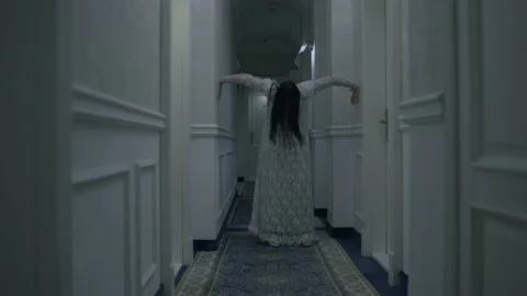 Phantom of possessed woman in corridor, ... | Stock Video | Pond5