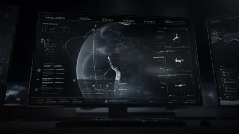 Phantom scan tech detects the satellite location above South American region Stock Footage 216630911