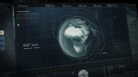 Phantom scanner is searching for unprotected enemy satellite signals location Stock Footage 198884617