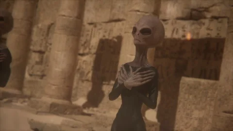 Pharaoh alien queen emerges as the ruler of cosmic rituals Stock Footage 292966869