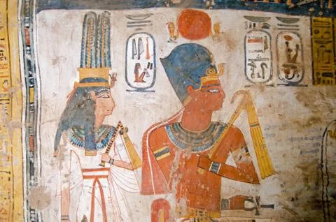 Pharaoh Amenhotep III and Queen Tiy Stock Photos