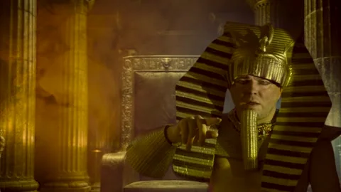 Pharaoh of Egypt The man in the suit Ancient Egyptian pharaoh Stock Footage 327474340
