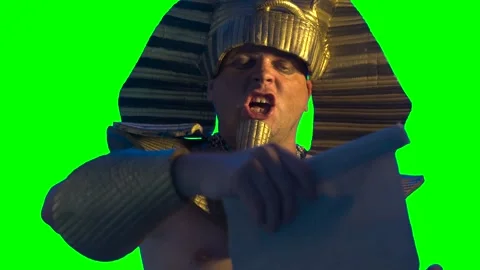 Pharaoh of Egypt The man in the suit Ancient Egyptian pharaoh  on a green Video stock 327474555