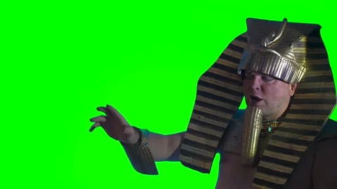 Pharaoh of Egypt The man in the suit Ancient Egyptian pharaoh  on a green Stock-Footage 327474585