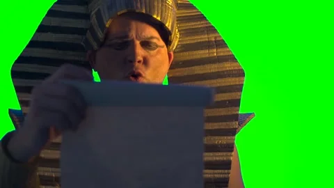 Pharaoh of Egypt The man in the suit Ancient Egyptian pharaoh  on a green Stock-Footage 327474595