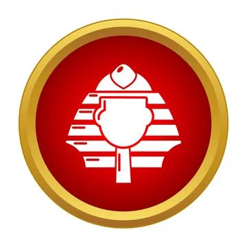 Pharaoh head icon in a red circle with a golden frame Stock Illustration