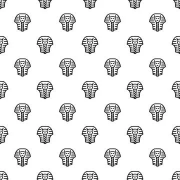 Pharaoh mask outline seamless pattern background design Stock Illustration