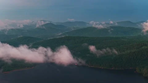 Pharaoh Mountains Wilderness Adirondack Mountains aerial drone harbor view Stock Footage 344390380