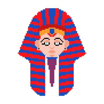 Pharaoh pixel art. 8 bit rulers of ancient Egypt Stock Illustration