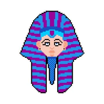Pharaoh pixel art. 8 bit rulers of ancient Egypt Stock Illustration