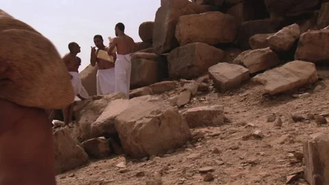 Pharaoh (Snefru) talking with advisors - Reenactment Stock Footage 202906435