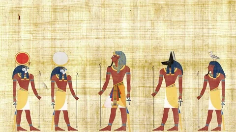 Pharaoh Surrounded By the Gods of Egypt Stock Footage 80617061