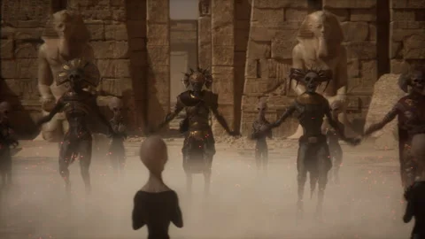 Pharaonic Mummies Revived by Alien Rituals in a Mystical Dance Video stock 293428908
