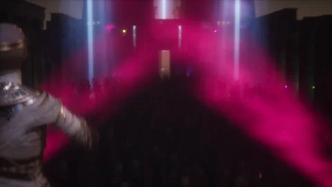 Pharaonic temple transforms into stage for alien queen Stock Footage 293956178