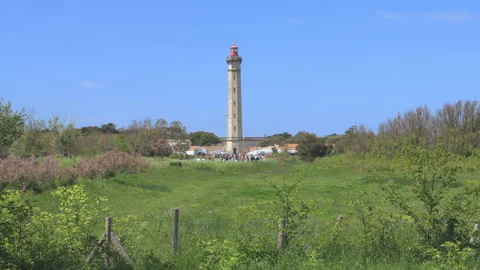Phare des Baleines lighthouse in Saint-Clément-des-Baleines, France Video stock 247396936