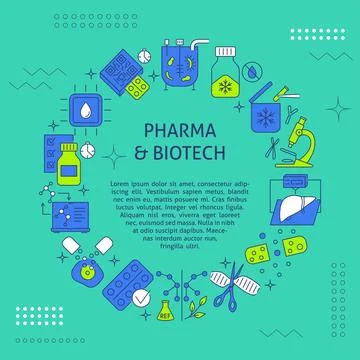 Pharma and bio technologies banner Stock Illustration