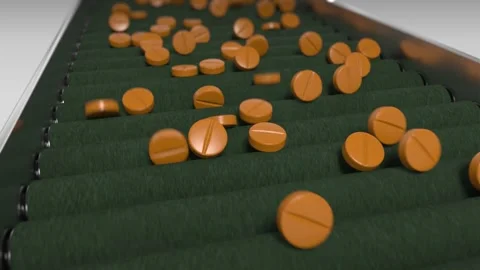 Pharma Manufacturing - Pill Inspection Table Stock Footage 234826741
