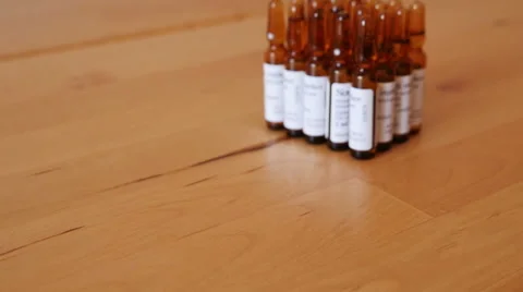 Pharmaceutical Ampules on the Table Stock Footage 48409472