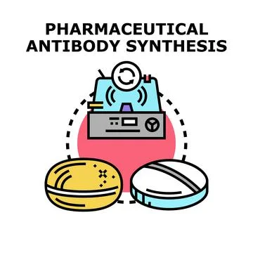 Pharmaceutical antibody synthesis developing new medical treatment Stock Illustration