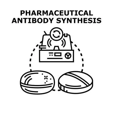 Pharmaceutical antibody synthesis developing new medical treatment Stock Illustration