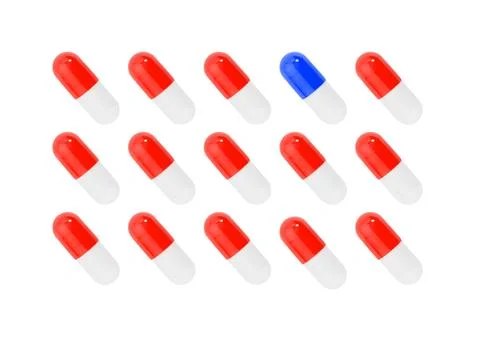 Pharmaceutical background, seamless pattern of red pills on a white backgroun Stock Photos