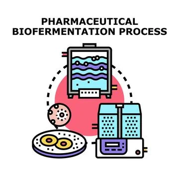 Pharmaceutical biofermentation process vector concept illustration Stock Illustration